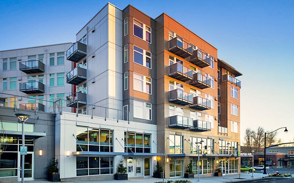 Modern Cornerstone Apartments with balconies and large windows.
